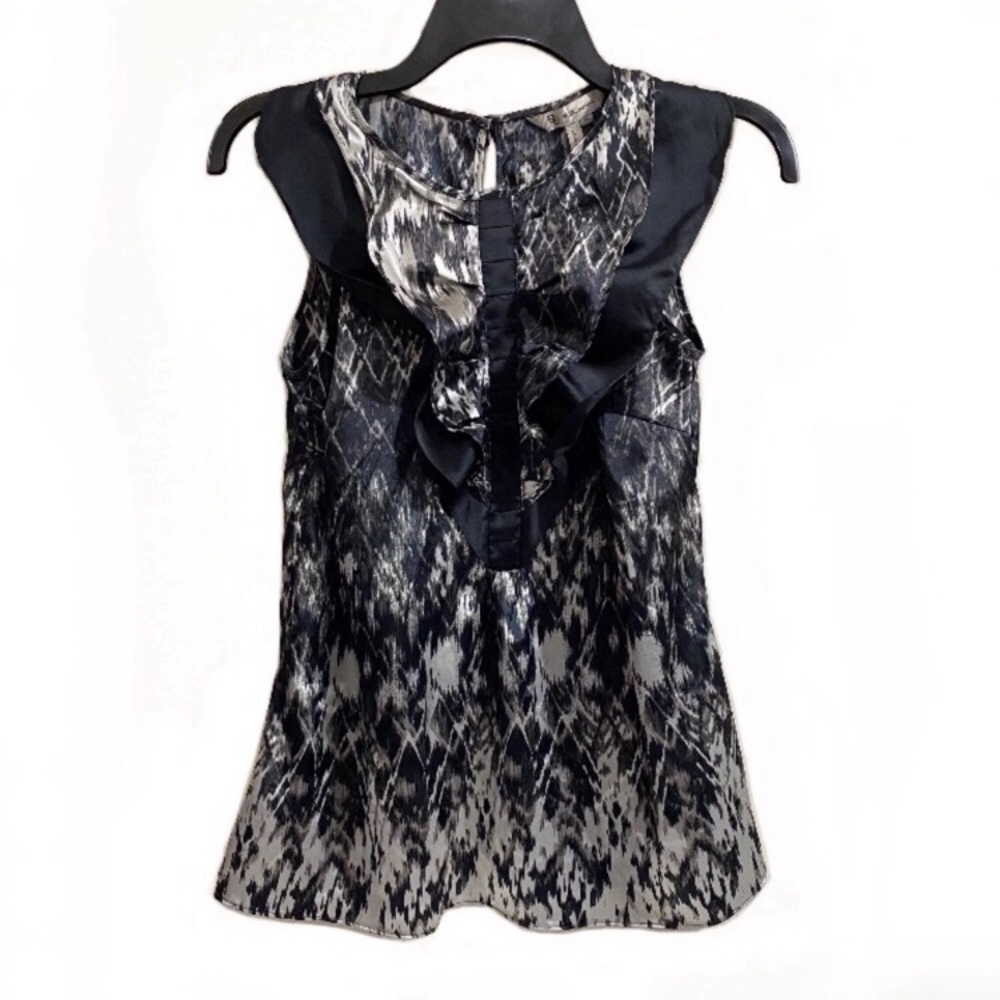 BCBGeneration Black Patterned Sleeveless Shirt XS
